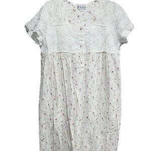 Victorian The 1 For U Crochet Elizabeth Lace Nightgown Dress XL White Floral